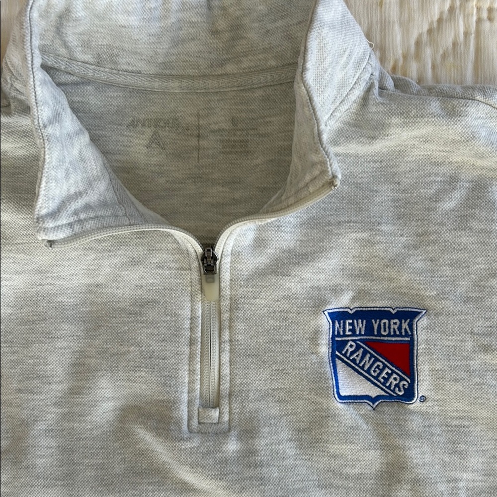 New York Rangers Gray Quarter-Zip Pullover